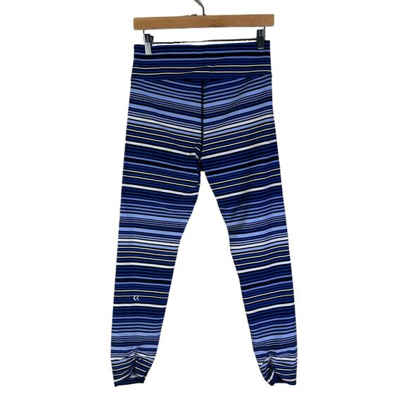 Calvin Klein Workout Leggings Size M Blue Striped Activewear Athleisure Yoga - Picture 4 of 8